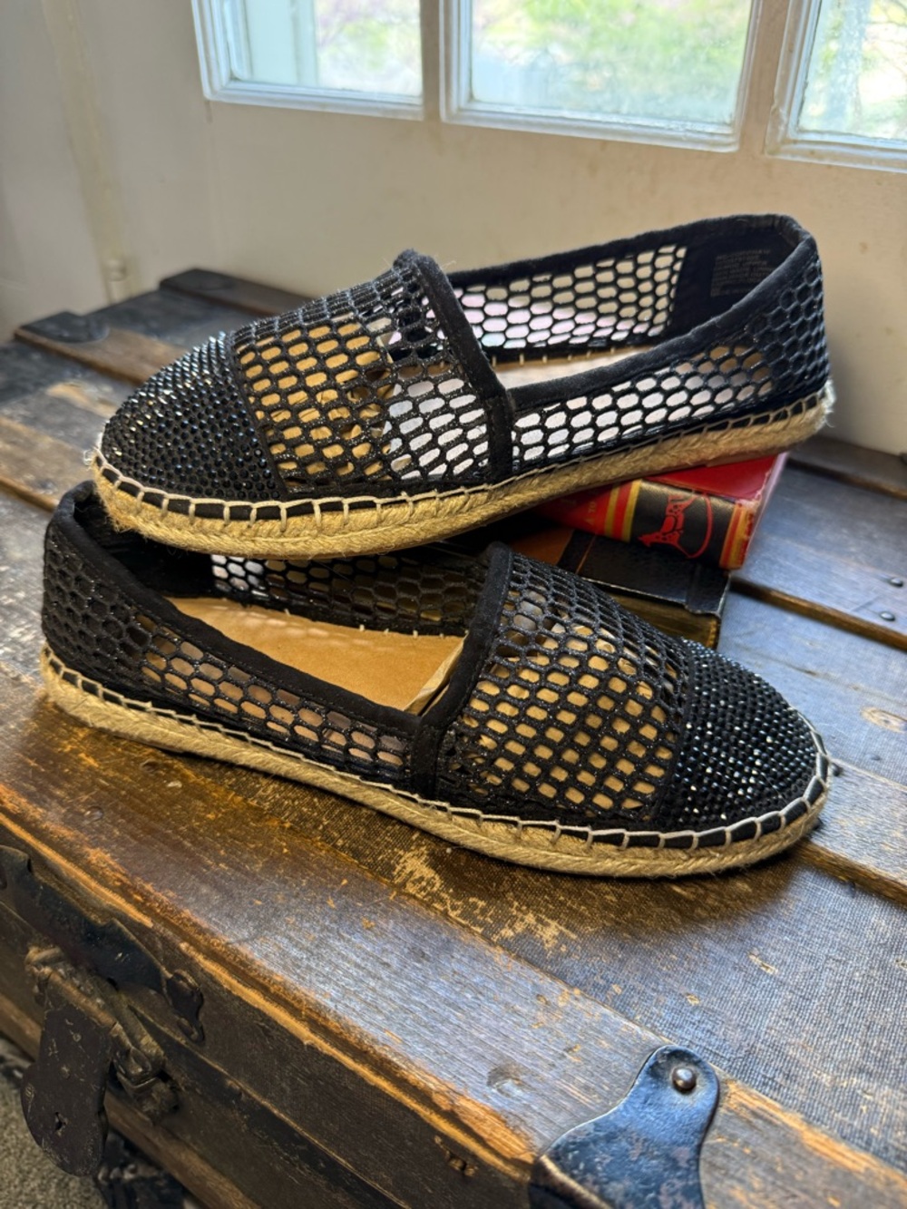 INC International Concepts Black Mesh Espadrille Flats